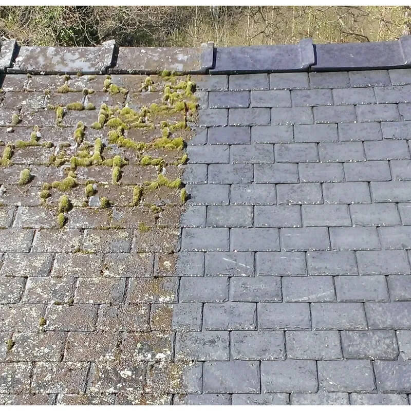 Gutter cleaning before and after